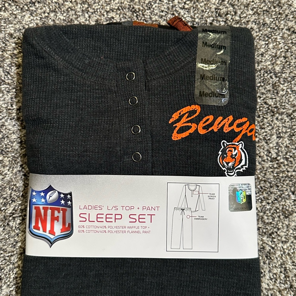 NFL Bengals Plaid Sleepwear Set - Black and Orange